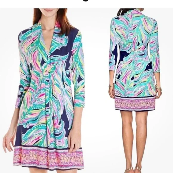 Lilly Pulitzer Don't Leave Me Hanging Margate Dress Medium Coastal Resortwear - Picture 3 of 7
